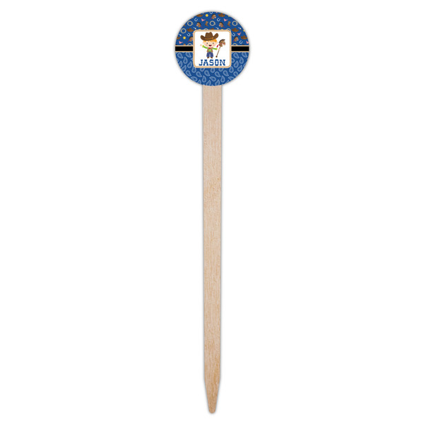 Blue Western Wooden 6" Food Pick - Round - Single Pick