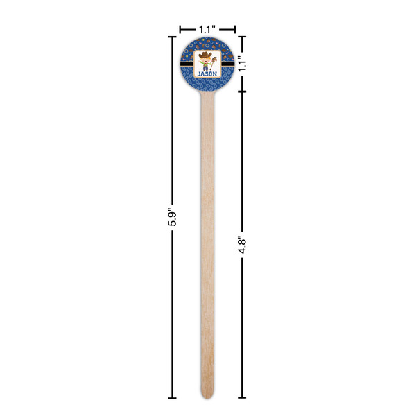 Blue Western Wooden 6" Stir Stick - Round - Dimensions