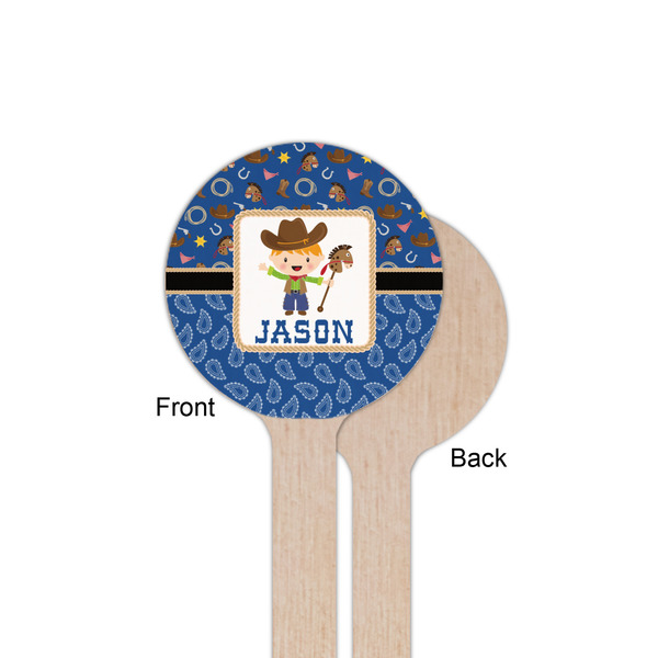 Blue Western Wooden 6" Stir Stick - Round - Single Sided - Front & Back