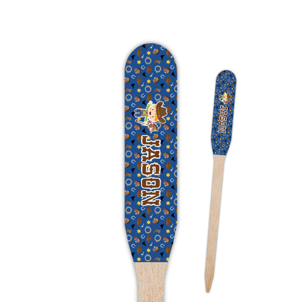 Custom Blue Western Paddle Wooden Food Picks - Single Sided (Personalized)