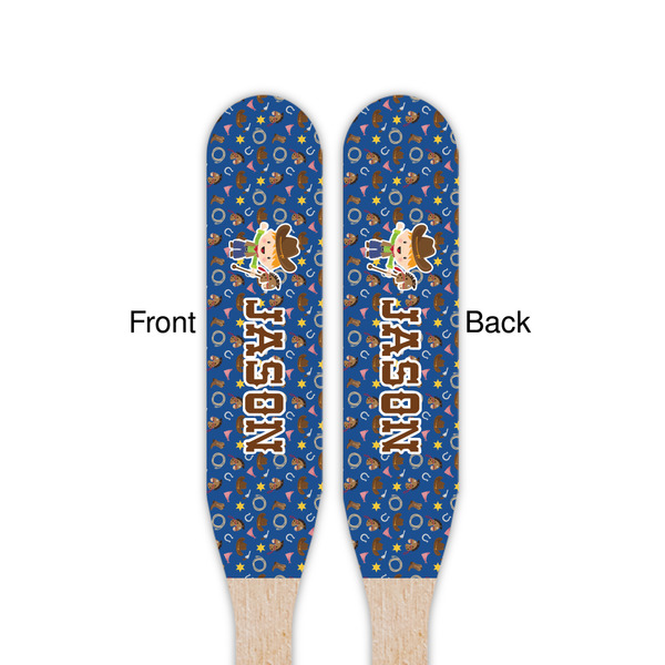 Blue Western Wooden Food Pick - Paddle - Double Sided - Front & Back