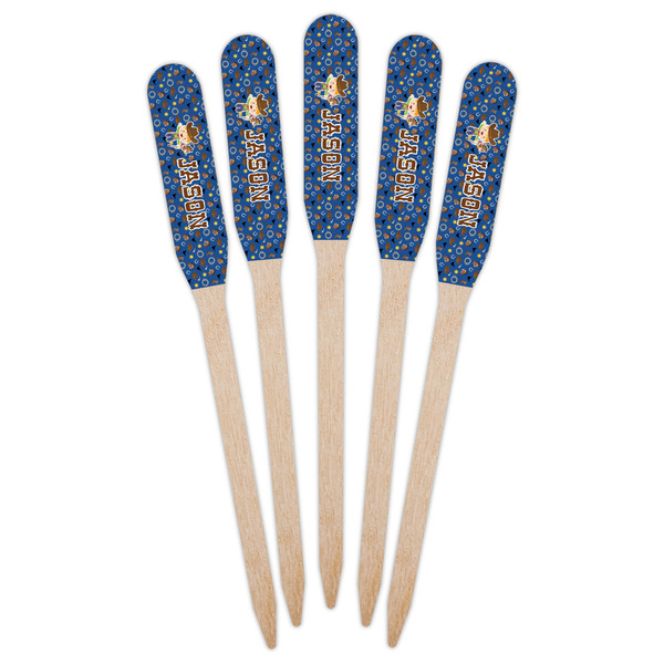 Blue Western Wooden Food Pick - Paddle - Fan View