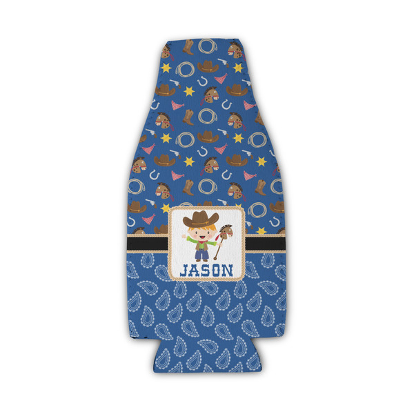 Custom Blue Western Zipper Bottle Cooler (Personalized)