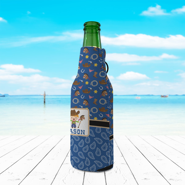 Blue Western Zipper Bottle Cooler - LIFESTYLE