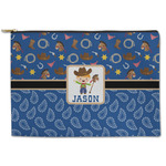 Blue Western Zipper Pouch - Large - 12.5"x8.5" (Personalized)