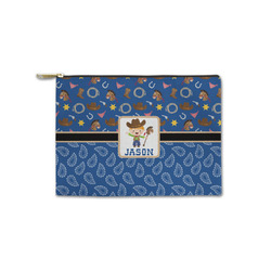 Blue Western Zipper Pouch - Small - 8.5"x6" (Personalized)