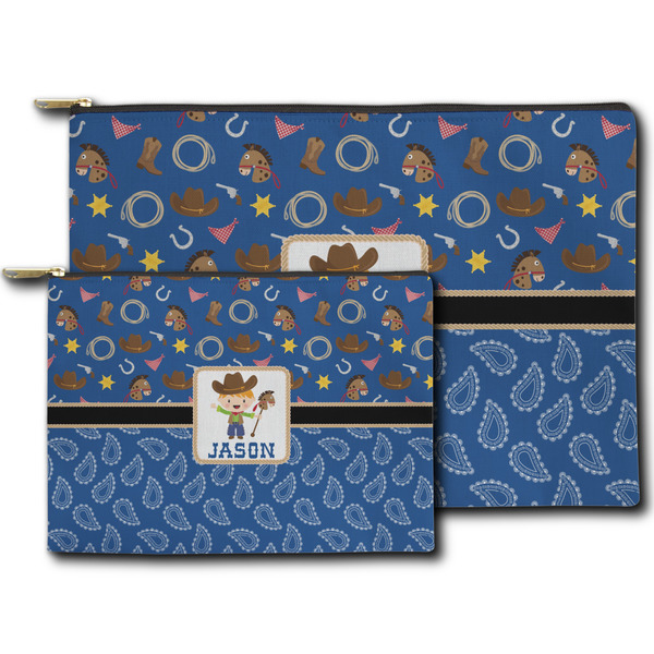 Blue Western Zippered Pouches - Size Comparison