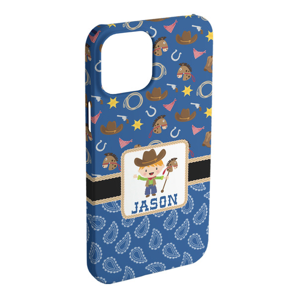 Custom Blue Western iPhone Case - Plastic - iPhone 15 Plus (Personalized)