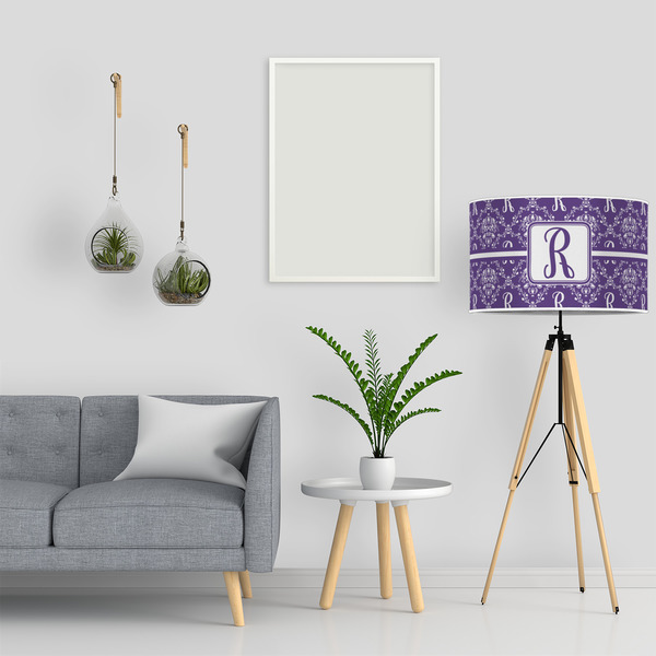 Initial Damask 12" Drum Lampshade - LIFESTYLE