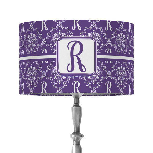 Custom Initial Damask 12" Drum Lamp Shade - Fabric