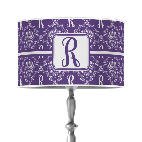 Custom Initial Damask 12" Drum Lamp Shade - Poly-film