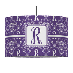 Initial Damask 12" Drum Pendant Lamp - Fabric