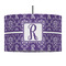 Initial Damask 12" Drum Pendant Lamp - Fabric
