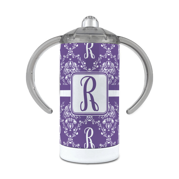 Custom Initial Damask 12 oz Stainless Steel Sippy Cup