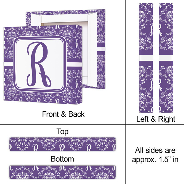 Initial Damask 12x12 - Canvas Print - Approval