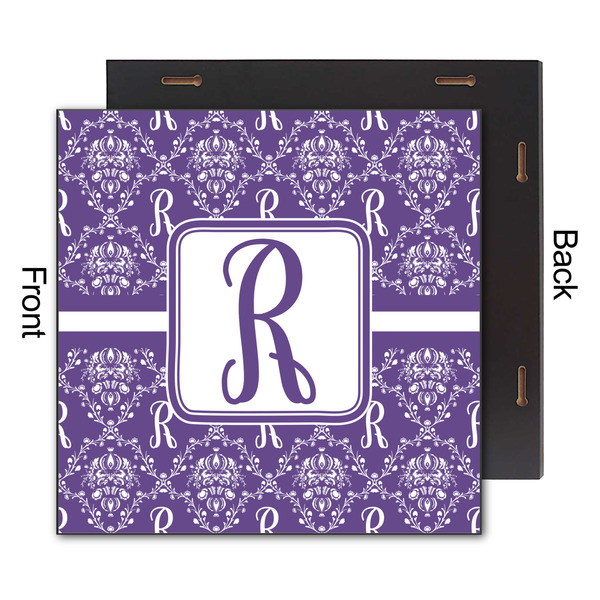 Initial Damask 12x12 Wood Print - Front & Back View