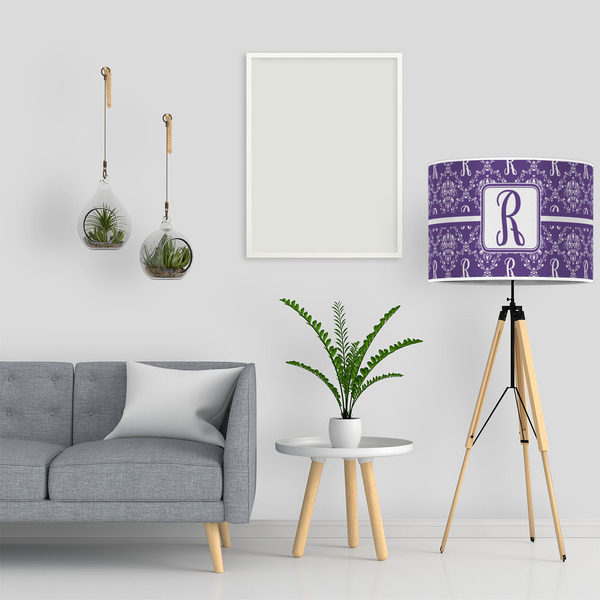 Initial Damask 16" Drum Lampshade - LIFESTYLE