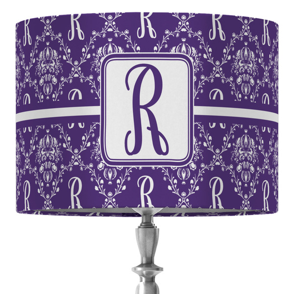 Custom Initial Damask 16" Drum Lamp Shade - Fabric