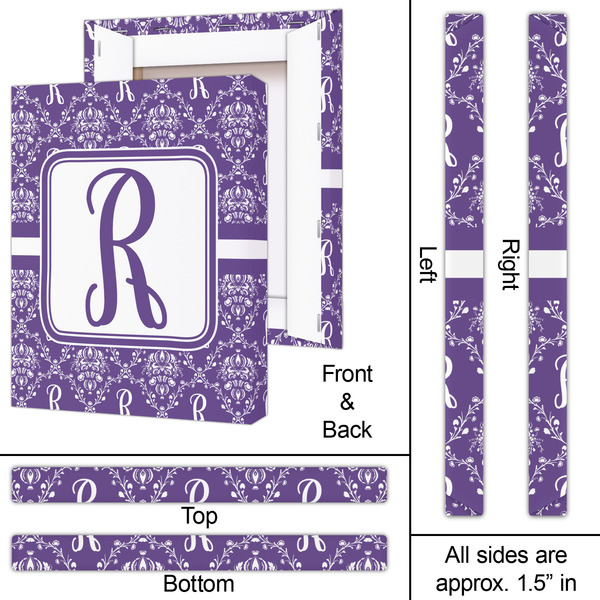 Initial Damask 16x20 - Canvas Print - Approval