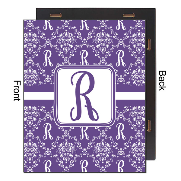 Initial Damask 16x20 Wood Print - Front & Back View