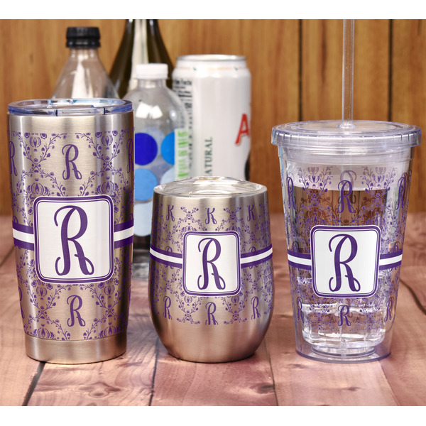 Initial Damask 20oz SS Tumbler - Full Print - In Context