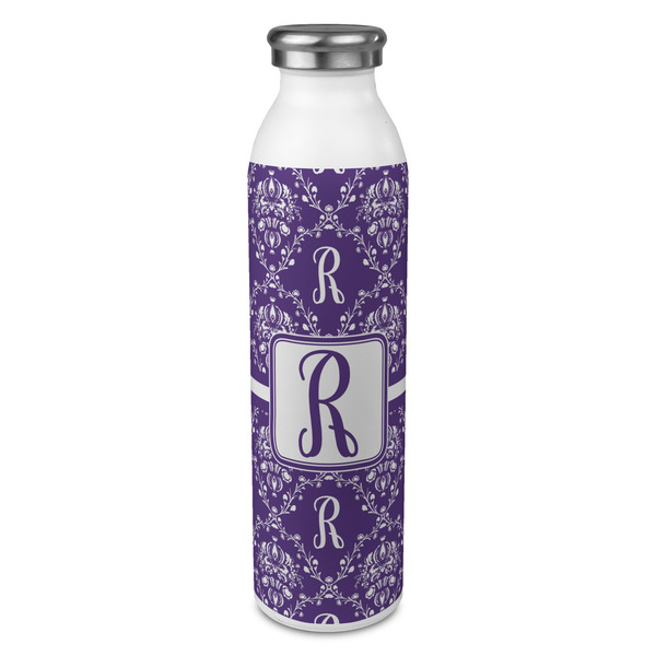 Custom Initial Damask 20oz Stainless Steel Water Bottle - Full Print