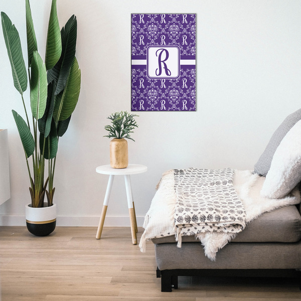 Initial Damask 20x30 Wood Print - In Context