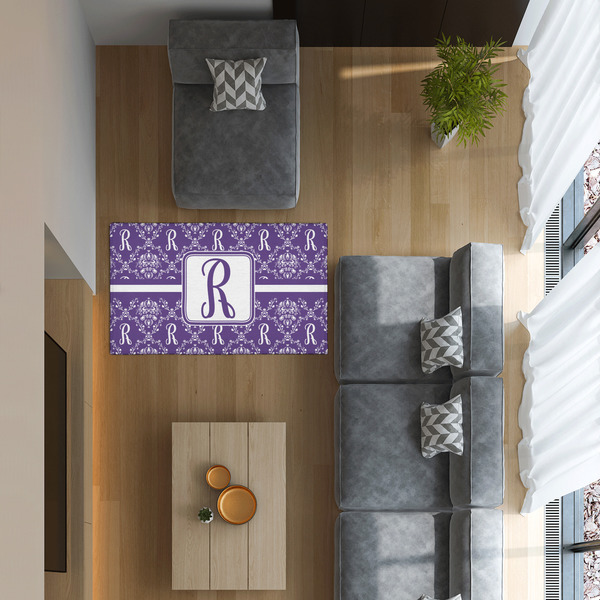 Initial Damask 3'x5' Indoor Area Rugs - IN CONTEXT