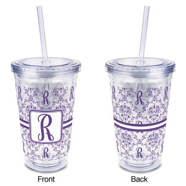 Initial Damask Acrylic Tumbler - Full Print - Approval