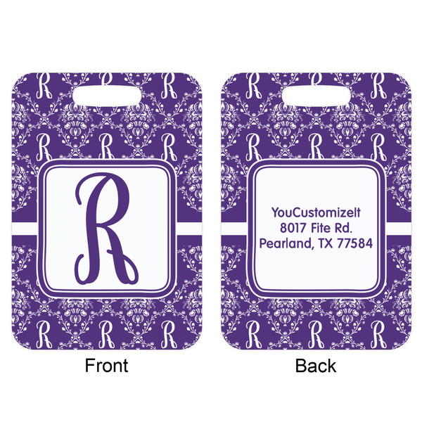 Personalized Initial Damask Aluminum Luggage Tag (Front + Back)