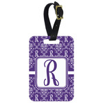 Initial Damask Metal Luggage Tag
