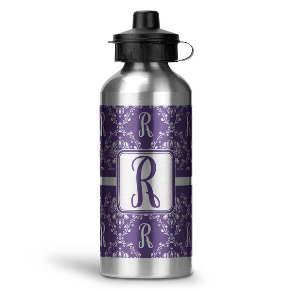 Custom Initial Damask Water Bottles - 20 oz - Aluminum