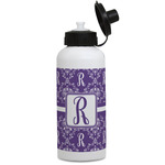 Initial Damask Water Bottles - Aluminum - 20 oz - White