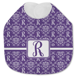 Initial Damask Jersey Knit Baby Bib