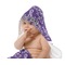 Initial Damask Baby Hooded Towel on Child