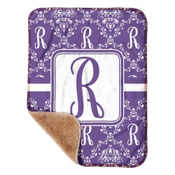 Initial Damask Sherpa Baby Blanket - 30" x 40"