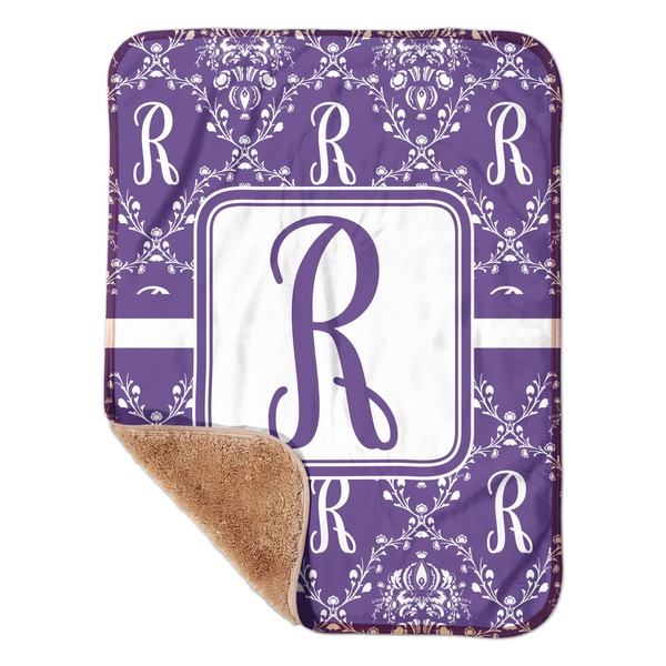 Custom Initial Damask Sherpa Baby Blanket - 30" x 40"