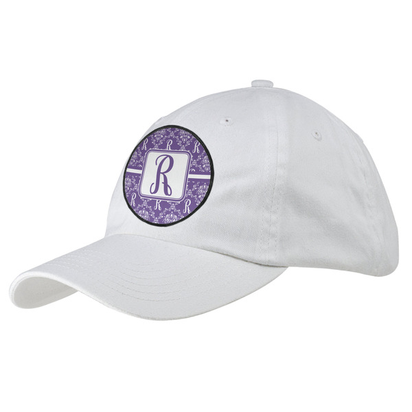 Custom Initial Damask Baseball Cap - White