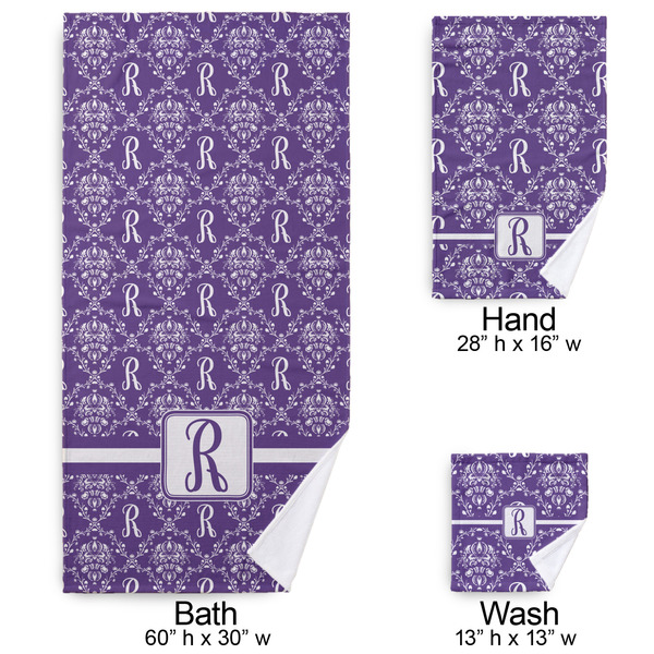 Initial Damask Bath Towel Sets - 3-piece - Approval