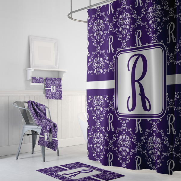 Initial Damask Bath Towel Sets - 3-piece - In Context