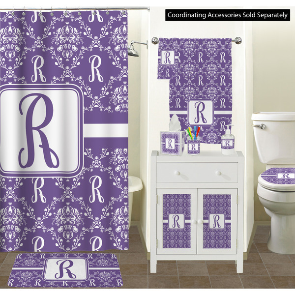 Personalized Initial Damask Bathroom Scene