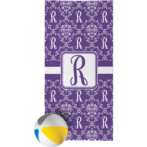 Custom Initial Damask Beach Towel (Personalized)