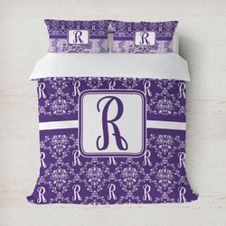 Initial Damask Duvet Cover Set - Full / Queen (Personalized)