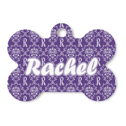 Initial Damask Bone Shaped Dog ID Tag