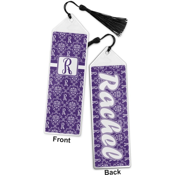 Initial Damask Bookmark with tassel - Front and Back
