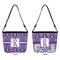 Initial Damask Bucket Bags w/ Genuine Leather Trim - Double - Front and Back
