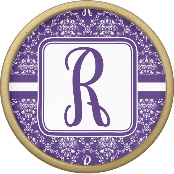 Initial Damask Cabinet Knob - Gold - Front