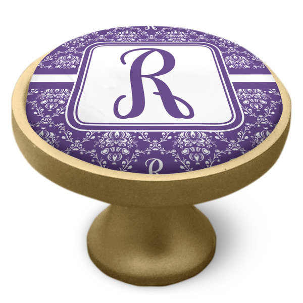 Initial Damask Cabinet Knob - Gold - Side
