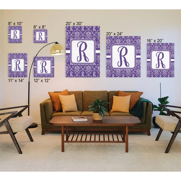 Initial Damask Canvas Prints - Multiple Sizes