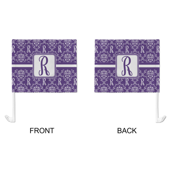 Initial Damask Car Flag - Large - APPROVAL
